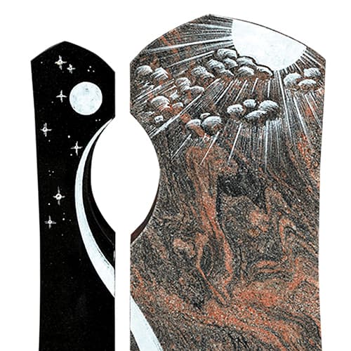 Grabstein-Veredelung mit Mond- und Stern-Ornamenten